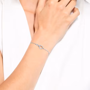 สร้อยข้อมือ อินฟินิตี้และหัวใจ, ขาว, เคลือบโรเดียม