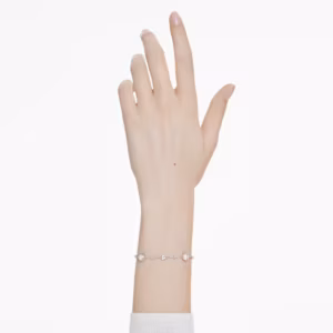 สร้อยข้อมือ เจียระไนทรงกลม, ขาว, เคลือบโรเดียม